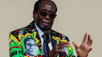 Robert Mugabe, alors président du Zimbabwe, le 17 décembre 2016 lors d'un discours à&nbsp;Masvingo, au sud de la capitale du pays.&nbsp; (JEKESAI NJIKIZANA / AFP)