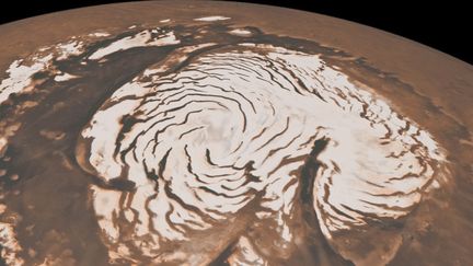 Une vue de la région polaire de Mars prise en mars 2012. (MAXPPP)