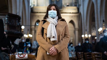 La maire socialiste de Paris, Anne Hidalgo, le 4 avril 2021 à l'église Saint-Germain-l'Auxerrois, à Paris. (MAXPPP)