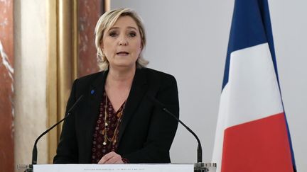 Marine Le Pen, jeudi 23 février 2017 à Paris. (BERTRAND GUAY / AFP)