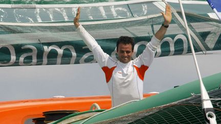 &nbsp; (Franck Cammas lors de sa victoire sur la Route du Rhum en 2010 © SIPA)