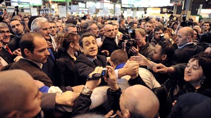 Nicolas Sarkozy at the Agricultural Show, Porte de Versailles in Paris, March 23, 2008. (ERIC FEFERBERG / AFP)