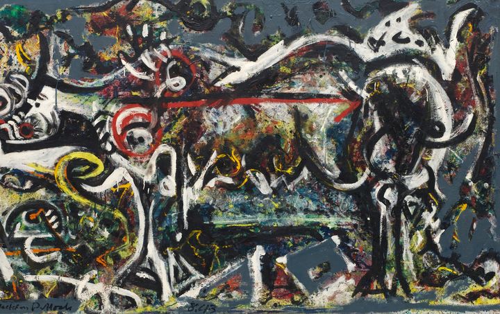 Jackson Pollock, "The She-Wolf"(1943) - Huile, gouache et plâtre sur toile. (POLLOCK-KRASNER FOUNDATION / ADAGP PARIS 2024)