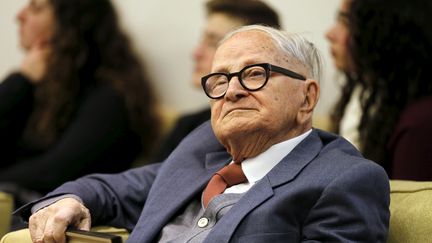 Rafi Eitan lors d'une cérémonie marquant l'anniversaire du procès d'Adolf Eichamann à Jerusalem, le 27 janvier 2016. (AMMAR AWAD / REUTERS)