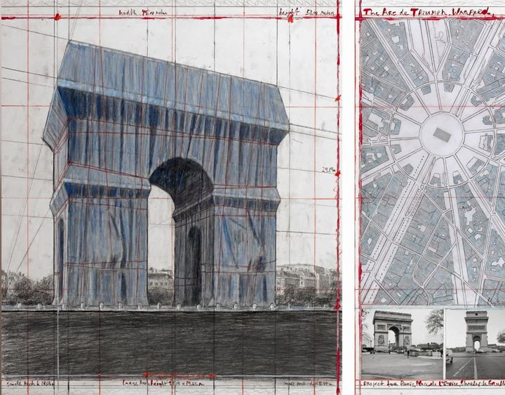 Dessin de l'Arc de triomphe emballé par Christo (France 3 Alsace)