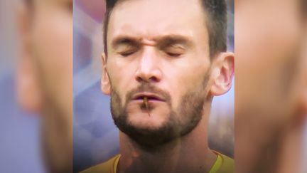 Hugo Lloris, lors du quart de finale de la France face à l'Uruguay, le 6 juillet 2018. (CAPTURE D'ECRAN TWITTER)