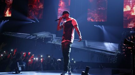 Le rappeur Booba sur la scène de U-Arena, Nanterre (13 octobre 2018)
 (SADAKA EDMOND/SIPA)