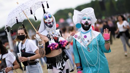 Les "soeurs de la perpetuelle indulgence",&nbsp;mouvement militant LGBT mixte et international fondé à San Francisco en 1979 pour lutter contre l'homophobie,&nbsp;et participer à la&nbsp; prévention du SIDA, étaient au rendez-vous de Solidays, Paris le 26 juin 2022 (LIONEL GUERICOLAS /MPP/SIPA)