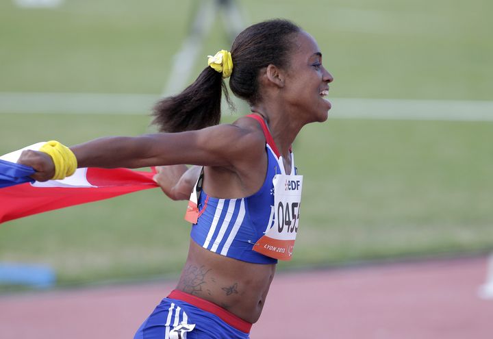 Mandy François-Elie lors du championnat du monde d'athlétisme paralympique à Vénissieux (Rhône), le 24 juillet 2013.&nbsp; (MAXPPP)