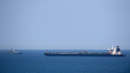 Le pétrolier iranien arraisonné, le 4 juillet 2019 au large de Gibraltar. (JORGE GUERRERO / AFP)