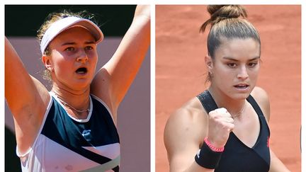 La Tchèque Barbora Krejcikova et la Grecque Maria Sakkari vont s'affronter jeudi 10 juin pour une place en finale.&nbsp; (ROB PRANGE / DPPI / AFP (à g.) / ANADOLU AGENCY / AFP (à d.))