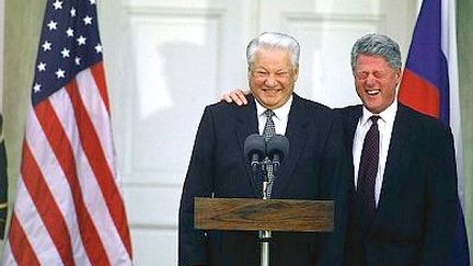 &nbsp; (LE fou rire de Bill Clinton et Boris Eltsine octobre 1995 à New York © corbis)