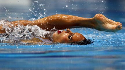 L'Espagnole&nbsp;Ona Carbonell en finale de l'&eacute;preuve individuelle de natation synchronis&eacute;e aux championnats d'Europe de natation &agrave; Berlin (Allemagne), le 17 ao&ucirc;t 2014. (MICHAEL DALDER / REUTERS)