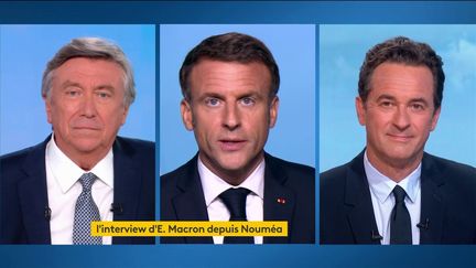 Interview d'Emmanuel Macron depuis Nouméa le lundi 24 juillet sur franceinfo. (franceinfo)