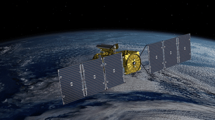 Vue d'artiste montrant le satellite Swot en orbite à quelque 890 km d'altitude au-dessus de la surface de la Terre. (NASA / JPL-CALTECH / CNES / THALES ALENIA SPACE)