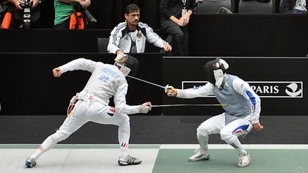 Victor Sintès touché par l'Allemand Joppich en quarts de finale des Mondiaux 2010