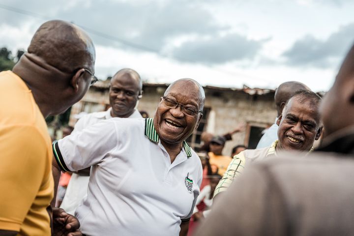 L'ancien président sud-africain Jacob Zuma dans le township de Shakaskraal le 16 avril 2019. (RAJESH JANTILAL / AFP)