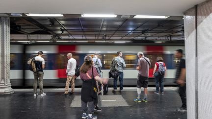 Une rame du RER B à Paris, le 23 juin 2023. (SERGE TENANI / HANS LUCAS / AFP)