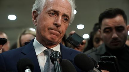 Bob Corker après la réunion de sénateurs à huit clos avec la directrice de la CIA Gina Haspel à Washington DC, le 4 décembre 2018.&nbsp; (ALEX WONG / GETTY IMAGES NORTH AMERICA / AFP)