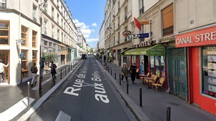 Le bas de la rue&nbsp;de la Grange aux Belles dans le 10e arrondissement de Paris où s'est déroulée mercredi une rixe impliquant une trentaine de personnes. (GOOGLE MAPS)