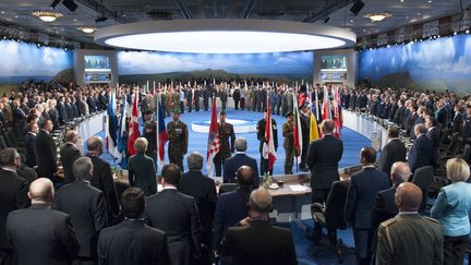 Les repr&eacute;sentants des membres de l'OTAN r&eacute;unis &agrave; Newport (Royaume-Uni), le 4 septembre 2014. (SAUL LOEB / AFP)