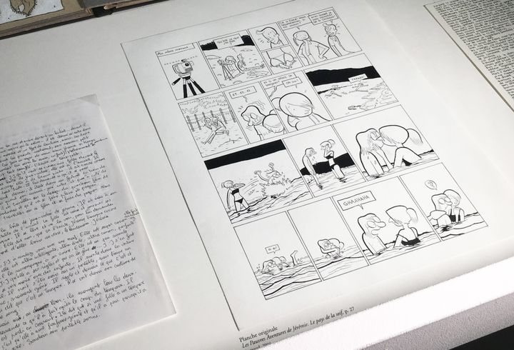 "Les pauvres aventures de Jérémie", travail préparatoire et planche originale, exposition "L'écriture dessinée", BPI Centre Pompidou
 (Laurence Houot - Culturebox)