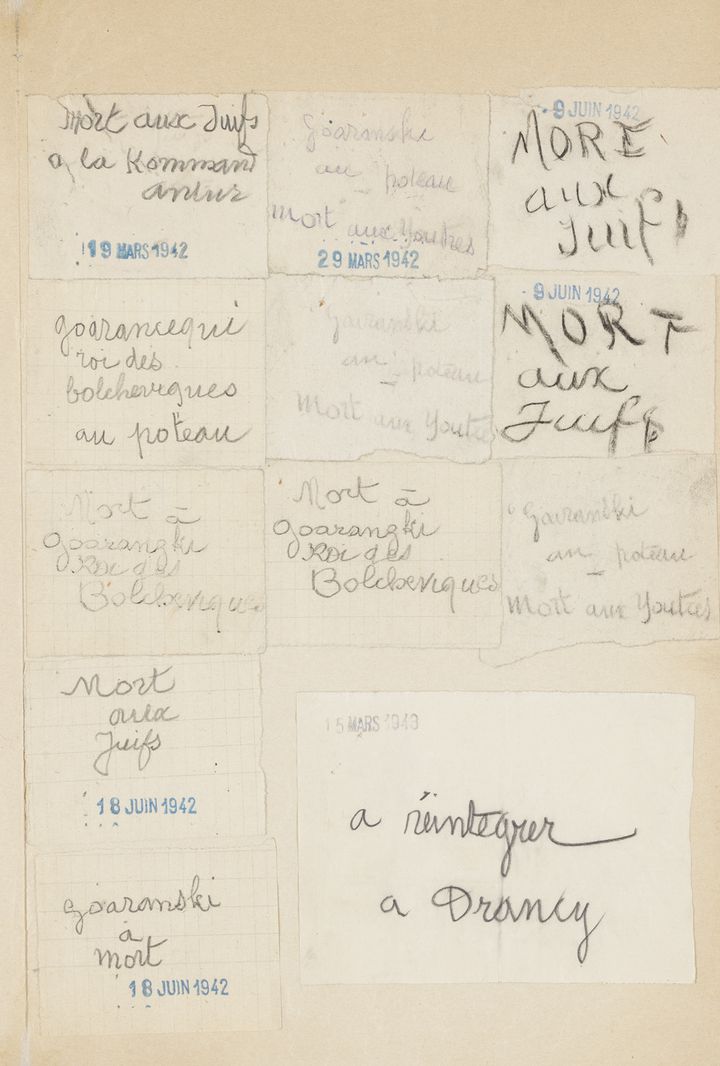 Papillons proférant des menaces à l'encontre de Georges Koiranski
 (Archives nationales / Pierre Grand)