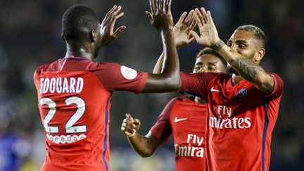 Odsonne Edouard (de dos) célèbre son but en amical contre Leicester.  (RINGO CHIU / AFP)