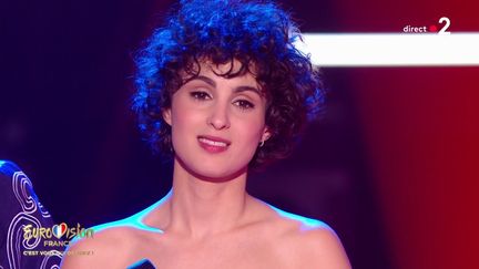 La chanteuse Barbara Pravi représentera la France à l'Eurovision 2021 à Rotterdam (Pays-Bas). (FRANCE 2)