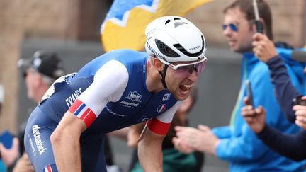 Axel Laurance lors des championnats du monde espoirs sur route, à Glasgow, le 12 août 2012. (DAVID PINTENS / AFP)