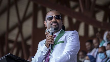 Le Premier ministre éthiopien Abiy Ahmed à Jimma en Ethiopie, le 2 juin 2021. (MULUGETA AYENE / AP / SIPA)