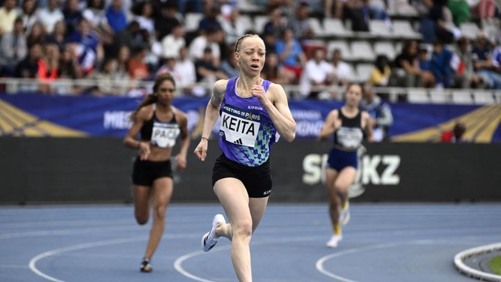 La para-athlète Nantenin Keïta lors du 400 m du Meeting de Paris, au stade Charléty, le 7 juillet 2024. (HERVIO JEAN-MARIE / AFP)