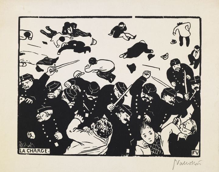 Félix Vallotton, "La Charge", 1893, Musée national d'art moderne, Centre Pompidou, Paris, Donation Adèle et Georges Besson 1963 - En dépôt au Musée des Beaux-Arts et d'archéologie de Besançon
 (Centre Pompidou / MNAM / Cliché Pierre Guenat, Besançon, Musée des Beaux-Arts et d’Archéologie)