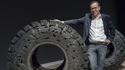 A l'occasion du vernissage du musée Tinguely (Bâle), l'artiste belge Wim Delvoye a présenté différentes de ses oeuvres 
 (GEORGIOS KEFALAS/EPA/Newscom/MaxPPP)