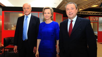 Alain Rousset, Virginie Calmels et Jacques Colombier, candidat aux élections régionales en Aquitaine-Limousin-Poitou-Charentes, lors d'un débat à Bordeaux (Gironde), le 8 décembre 2015. (MAXPPP)