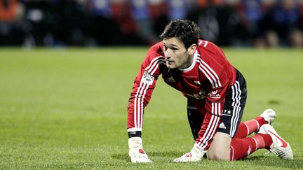 Le gardien de but de l'OL, Hugo Lloris, lors d'un match contre Auxerre le 7 avril 2012. (FAYOLLE PASCAL / SIPA)