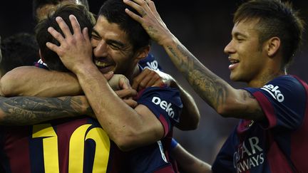 Lionel Messi, Luis Suarez et Neymar ont tous marqué lors de la large victoire du Barça face à Getafe. (LLUIS GENE / AFP)