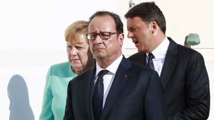 François Hollande, Angela Merkel et Matteo Renzi sont réunis à Ventotene (Italie), le 22 août 2016 (CARLO HERMANN / AP / SIPA)