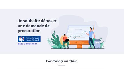 Capture d'écran du site maprocuration.gouv.fr, lequel permet de déposer une demande de procuration en ligne, à partir du 6 avril 2021.&nbsp; (MAPROCURATION.GOUV.FR)