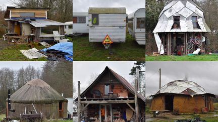 Différentes formes d'habitats sur la ZAD de Notre-Dame-des-Landes, en janvier 2018 (LOIC VENANCE / AFP)