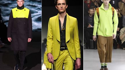 Si vous n'avez pas les cheveux trop blonds, vous pouvez oser le vert anis comme chez Paul Smith, Roberto Cavalli ou Issey Miyake. (SIPA / AFP)