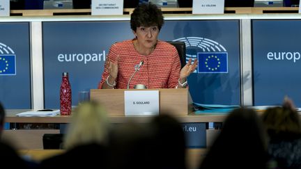 Sylvie Goulard,&nbsp;candidate française à la Commission européenne, lors de son audition le 2 octobre 2019 à Bruxelles. (KENZO TRIBOUILLARD / AFP)