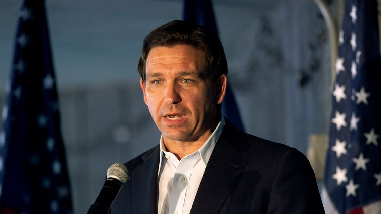 Floridas republikanischer Gouverneur Ron DeSantis während eines Treffens in Salem, Massachusetts, USA, am 1. Juni 2023.  (Scott Eisen/Getty Images North America/AFP)