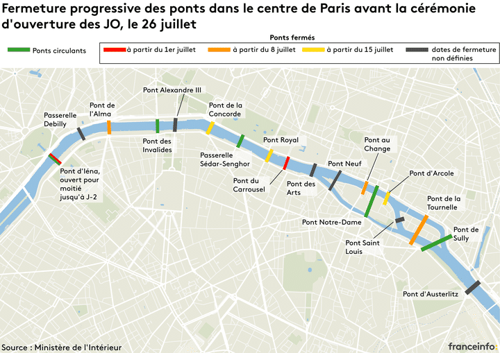 Carte Paris 2024 Quels Ponts Seront Fermés à Lapproche De La Cérémonie Douverture Puis