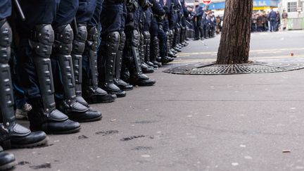 Des policiers d&eacute;ploy&eacute;s &agrave; Paris lors de la marche r&eacute;publicaine, le 11 janvier 2015. (AURÉLIEN MORISSARD / CITIZENSIDE.COM / AFP)