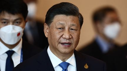 Le président chinois Xi Jinping le 19 novembre 2022 à Bangkok (Thaïlande), lors d'un sommet de  la Coopération économique pour l'Asie-Pacifique (APEC). (JACK TAYLOR / AFP)