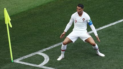 Cristiano Ronaldo fête un énième but contre le Maroc, le 20 juin 2018, à Moscou (Russie). (MADDIE MEYER / GETTY IMAGES NORTH AMERICA / AFP)