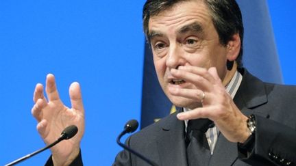 François Fillon, à Vitré (Ille-et-Vilaine), le 8/04/11 (AFP/DAMIEN MEYER)