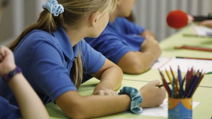 The school uniform is already in force in elementary and nursery classes at the Saint-François-de-Paul institute, in Nice (Alpes-Maritimes).  (DYLAN MEIFFRET / MAXPPP)