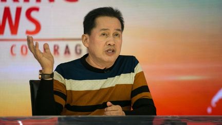 Apollo Quiboloy, fils de Dieu" autoproclamé et qui était le conseiller spirituel de Rodrigo Duterte, photographié lors d'une conférence de presse à Davao (Philippines), le 23 mai 2016. (MANMAN DEJETO / AFP)